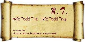 Mátéfi Tétény névjegykártya